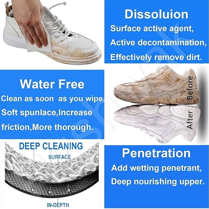 Natural Sneaker & Shoe Cleaner Wipes (1 Pack = 80 Pieces)