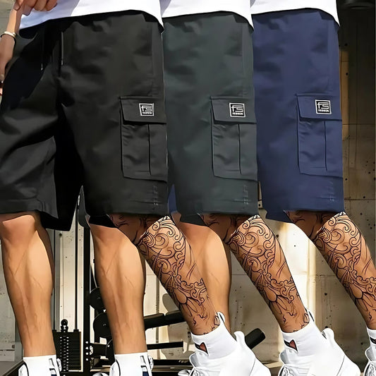 Men’s Cotton Casual Cargo Shorts (Pack of 3) – Breathable Fabric with Multiple Pockets