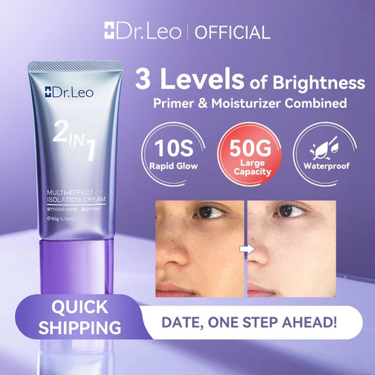 Dr. Leo Isolation Cream Primer – 2-in-1 Moisturizer & Makeup Base | Brightening, Long-Lasting, Poreless Look (50g)