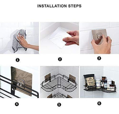 Kitchen Organiser Corner Shelf - Wall Mount Stainless Steel Storage Rack