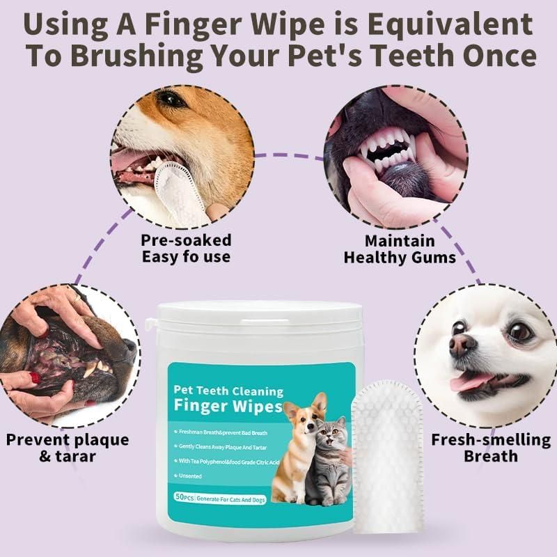 DISPOSABLE DENTAL FINGERS WIPES FOR PETS
