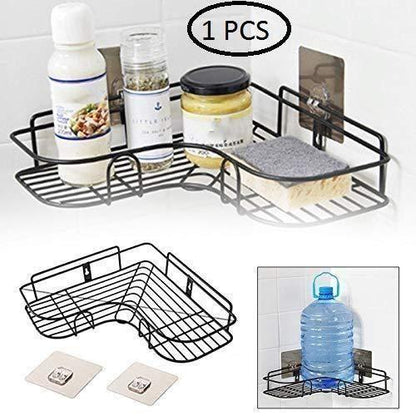 Kitchen Organiser Corner Shelf - Wall Mount Stainless Steel Storage Rack