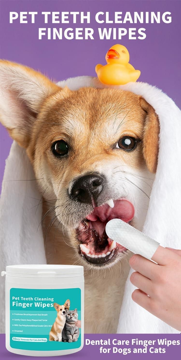 DISPOSABLE DENTAL FINGERS WIPES FOR PETS