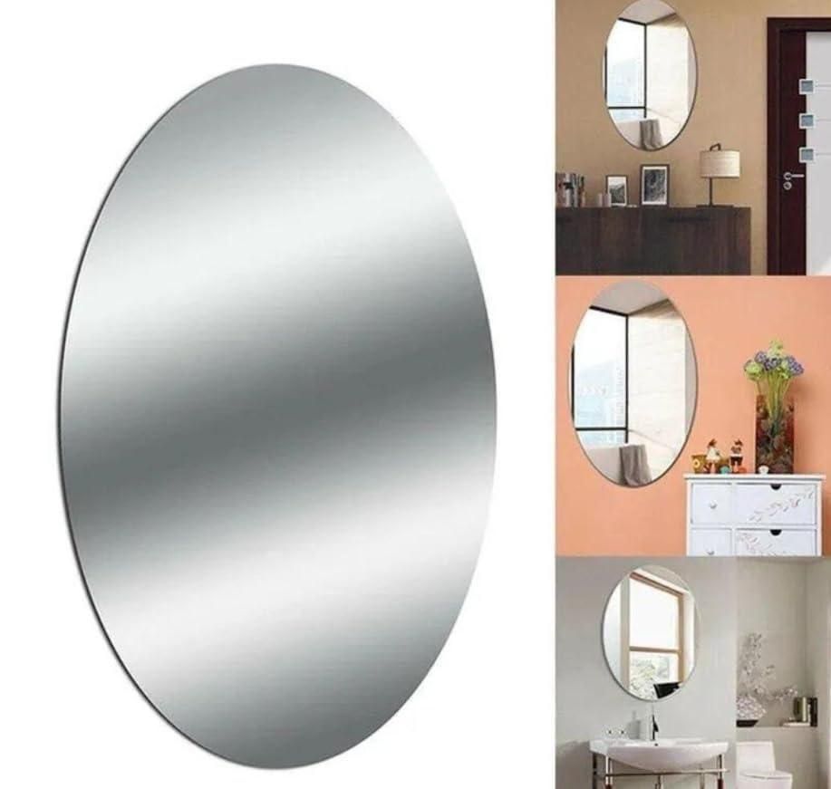 Mirror Sticker for Wall(Oval+Rectangular) Pack of 2 (BUY 1 GET 1 FREE)