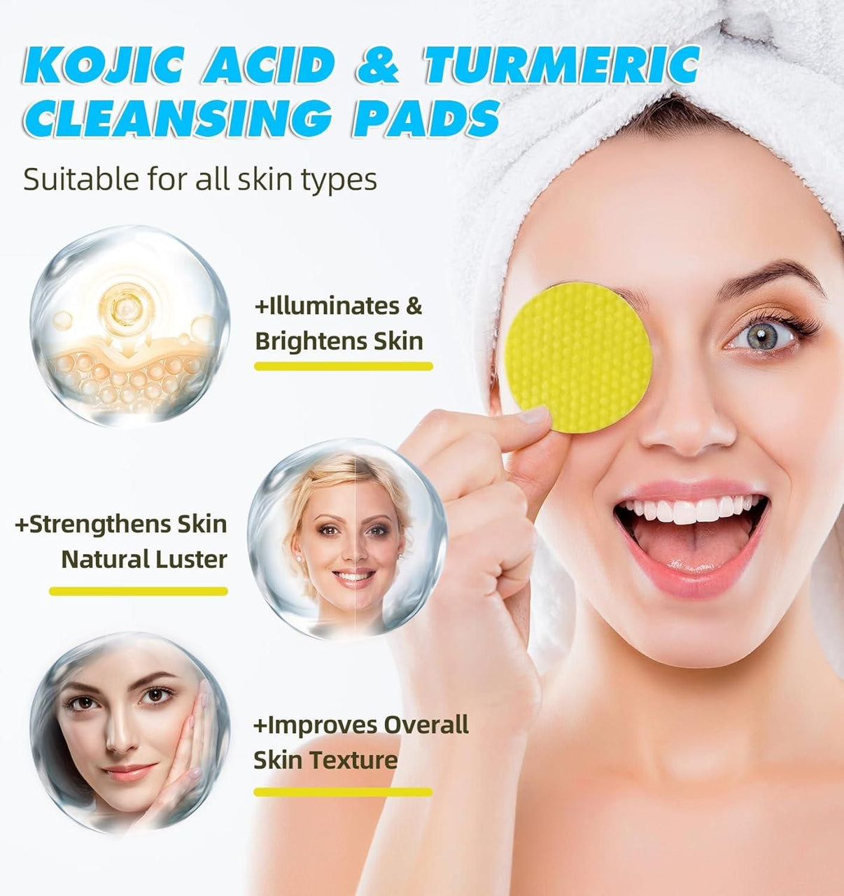 Turmeric Kojic Acid Cleansing Pads (Pack of 50)