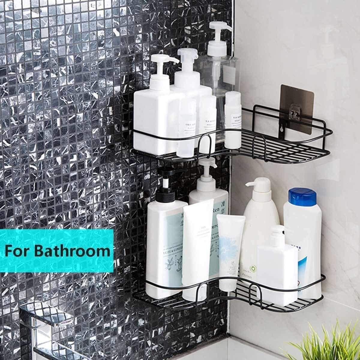 Kitchen Organiser Corner Shelf - Wall Mount Stainless Steel Storage Rack