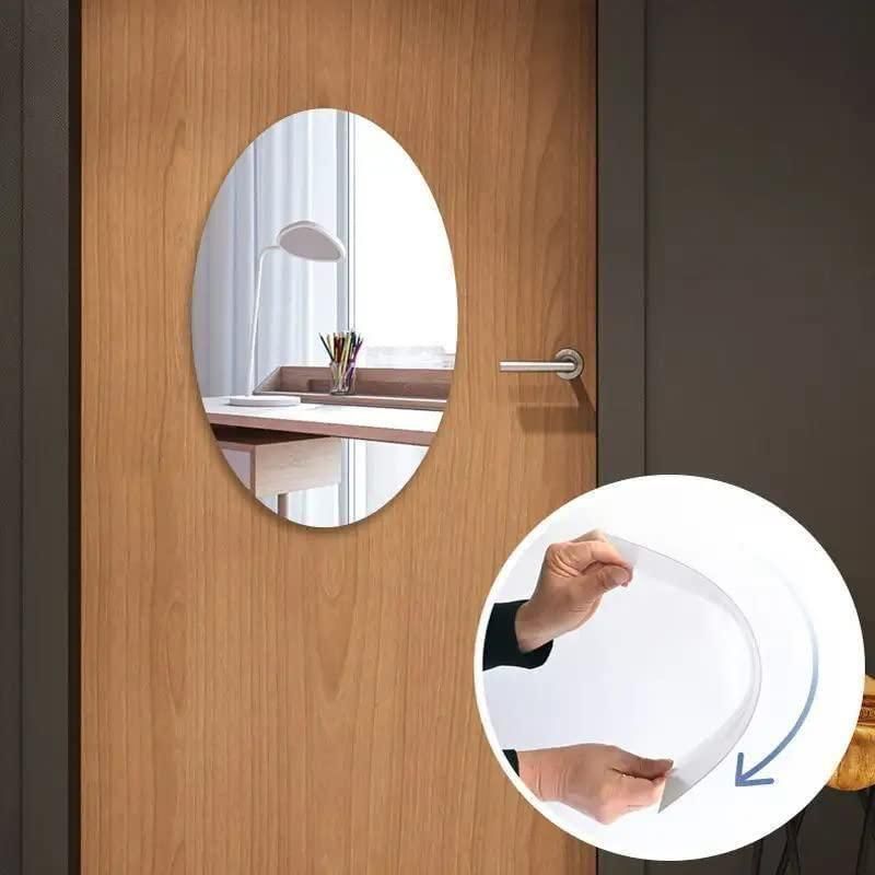 Mirror Sticker for Wall(Oval+Rectangular) Pack of 2 (BUY 1 GET 1 FREE)