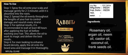 Natural Herbal Rabbit Hair Oil (Buy 1 Get 1 Free 😍)