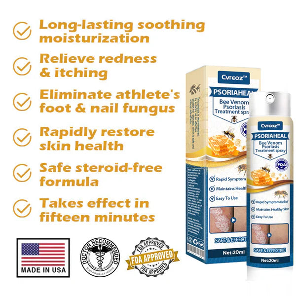 Premium PsoriaHeal Bee Venom Psoriasis Treatment Spray 📣 Recommended by Experts 👩‍⚕️