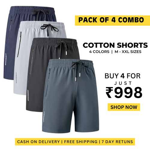 Men's Stretch Shorts (Pack of 4) | Soft & Breathable Summer Wear