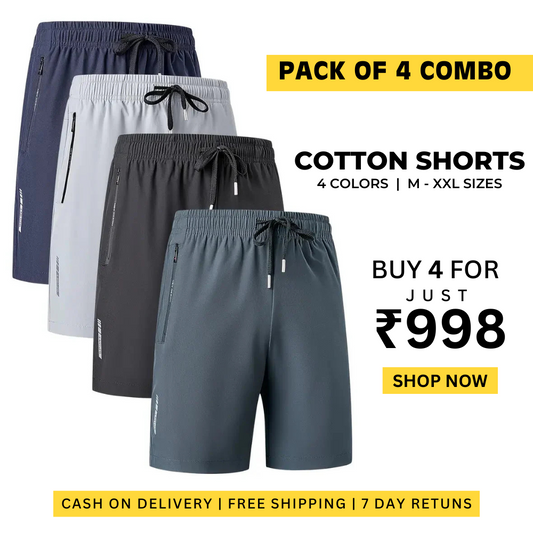 Men's Stretch Shorts (Pack of 4) | Soft & Breathable Summer Wear
