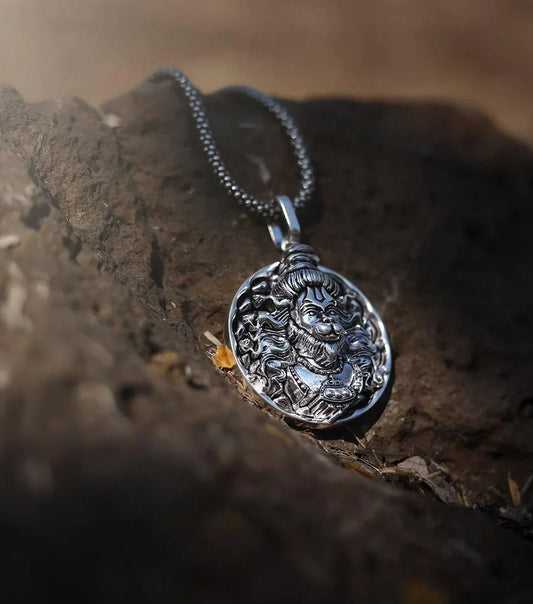 The Hanuman Ji Face Locket With Silver Plated Chain + Mysterious🎁Gift Included