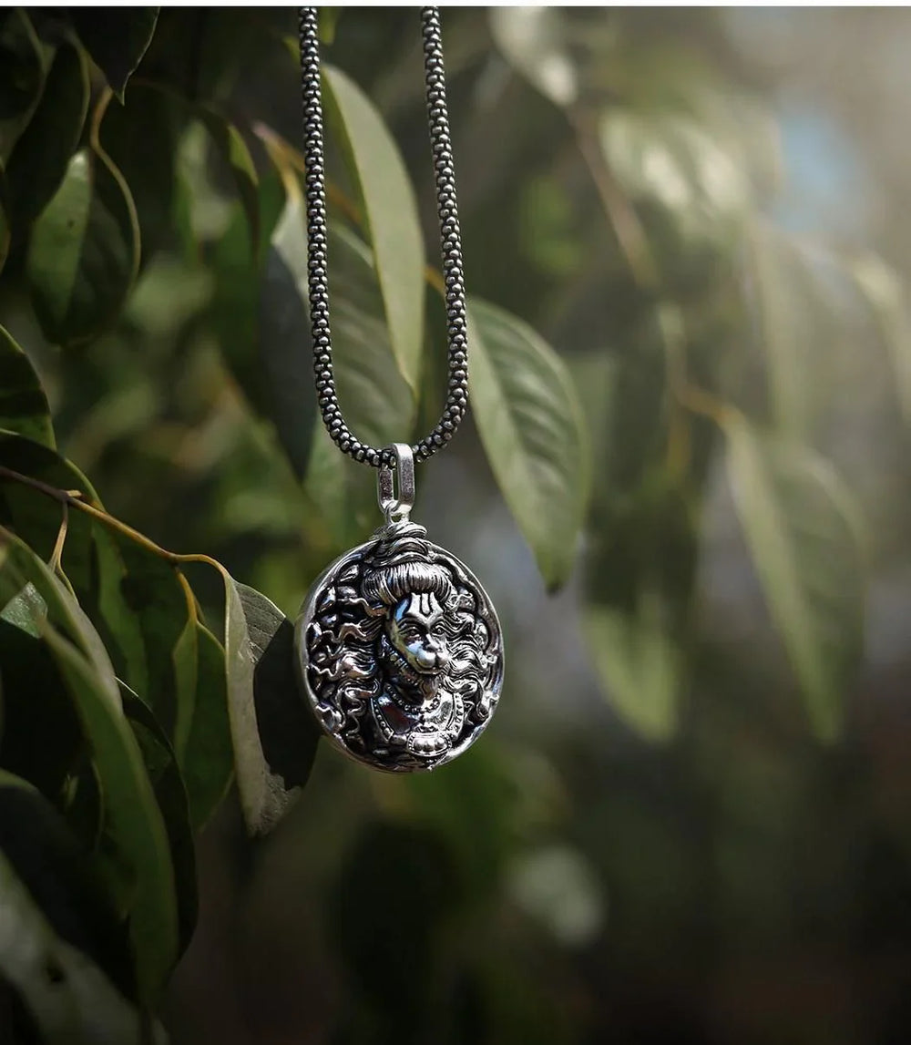 The Hanuman Ji Face Locket With Silver Plated Chain + Mysterious🎁Gift Included