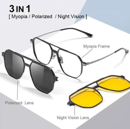 3-in-1 Magnetic Clip-On Sunglasses